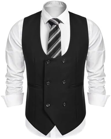 COOFANDY Men's Formal Suit Vest Double Breasted Dress Vest Slim